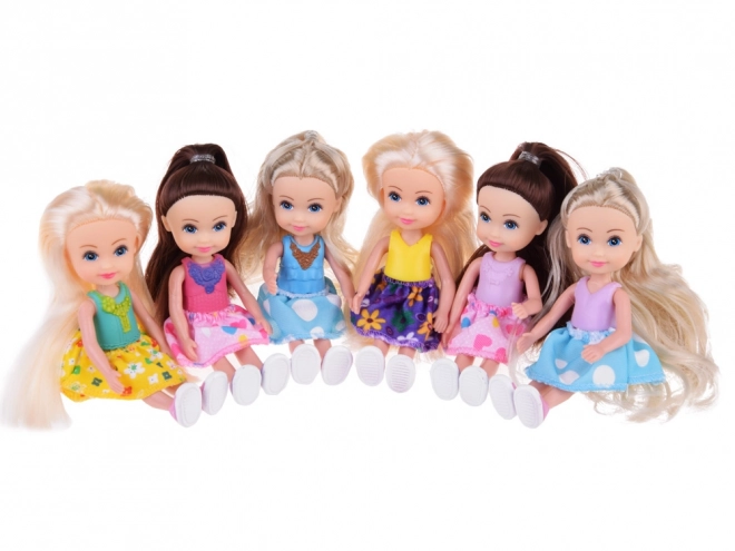 Mooie mini poppen 12 cm set van 6 stuks