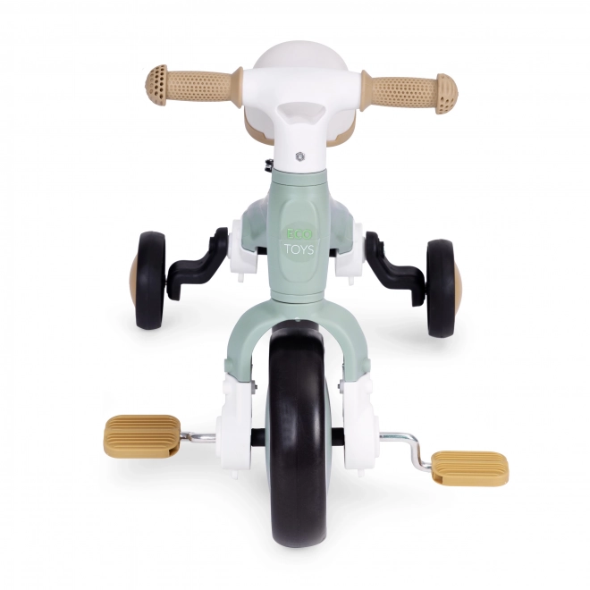 Balansfiets met pedalen - trainingszijwielen 3in1 ECOTOYS – Groene