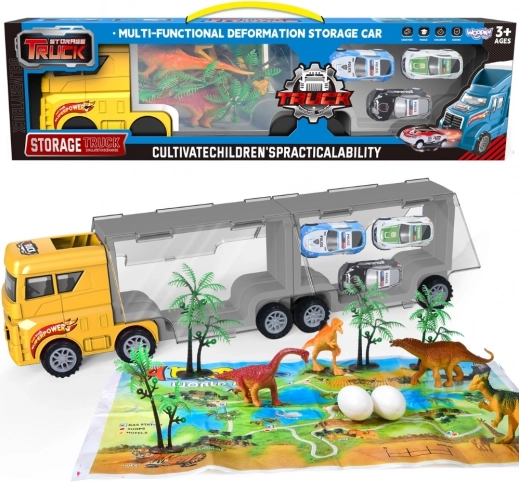 boîte de transport de dinosaures Woopie 2-en-1 avec set et tapis de jeu