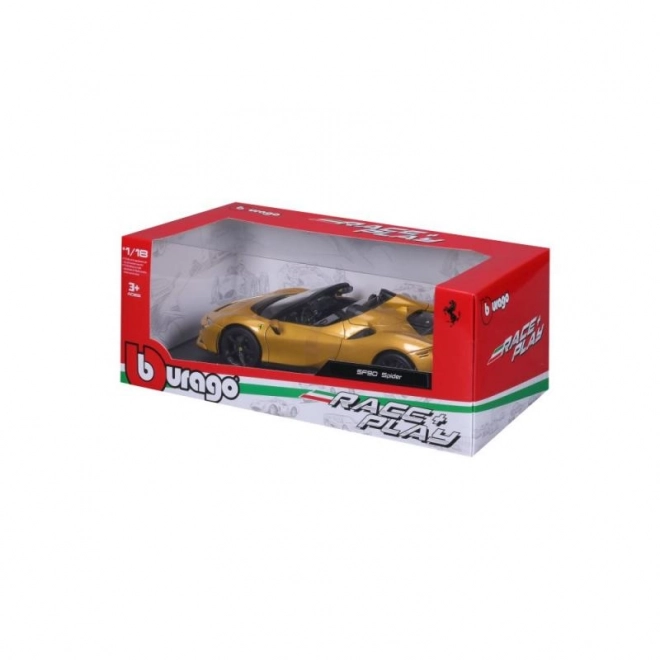 Bburago Ferrari SF90 Spider 1:18 - Geel