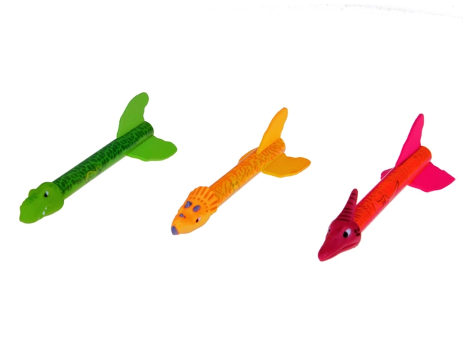 Trois dinosaures colorés avec effets