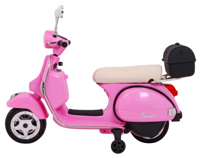 Elektrische kinderscooter Vespa roze met zijwieltjes