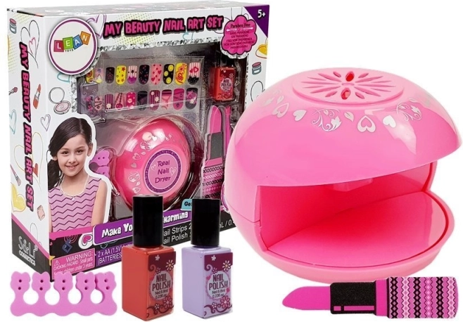 Nagelset mit Lacken, Trockner und Aufklebern für Kinder
