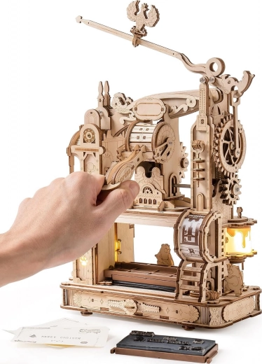 Robotime ROKR verlicht houten 3D-puzzel – klassieke drukpers (303 stukjes)