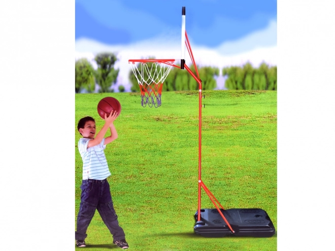 Basketbalbord met bal en pomp