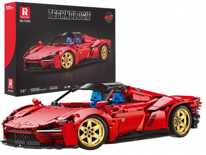 Set bouwstenen rode sportauto