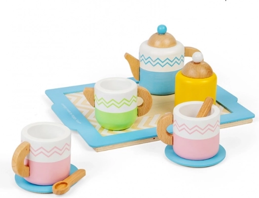 Bigjigs Toys service à thé en bois avec plateau