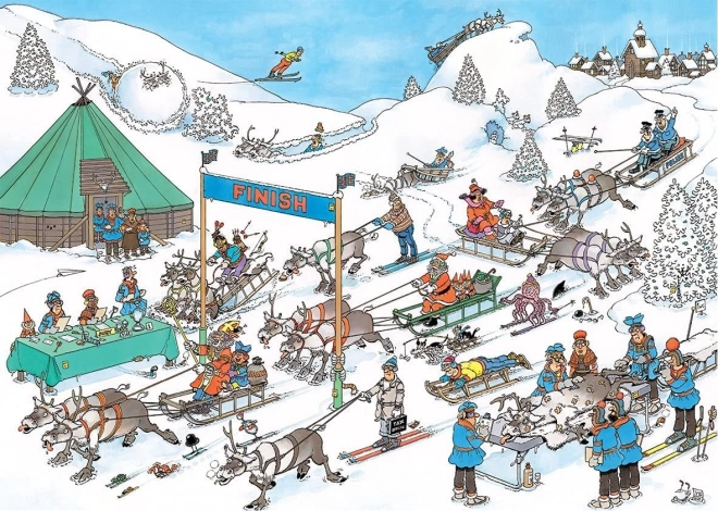 Reindeer Sleigh Race Puzzle 500 Pieces by Jan van Haasteren