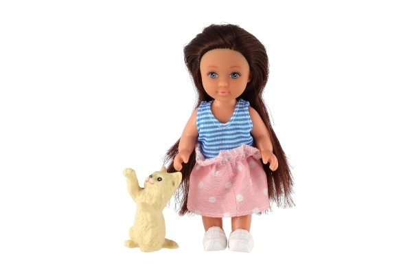 Pop met knuffel plastic 12cm stevig lichaam 3 soorten in doos 7x15x5cm 24st in doos