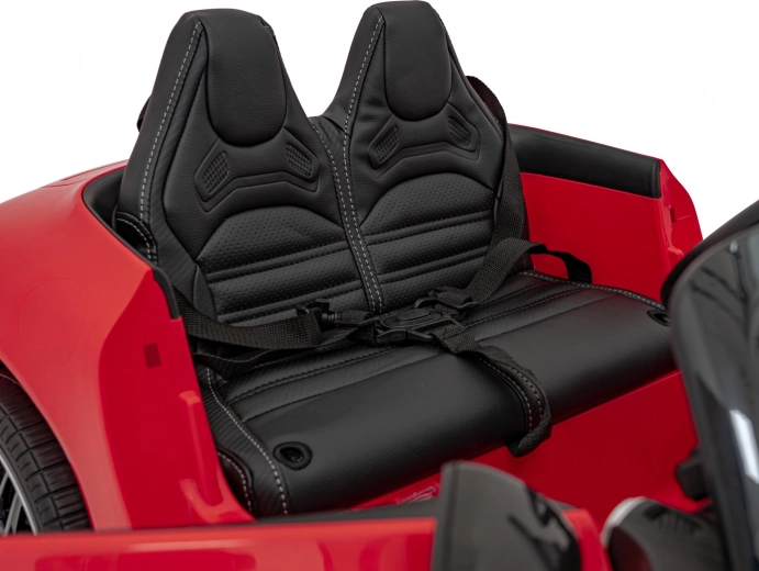 Comfortable eco‑leather seat with belts