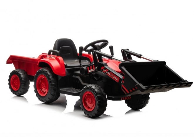 Rode kindertraktor met oplaadbare batterij en schop