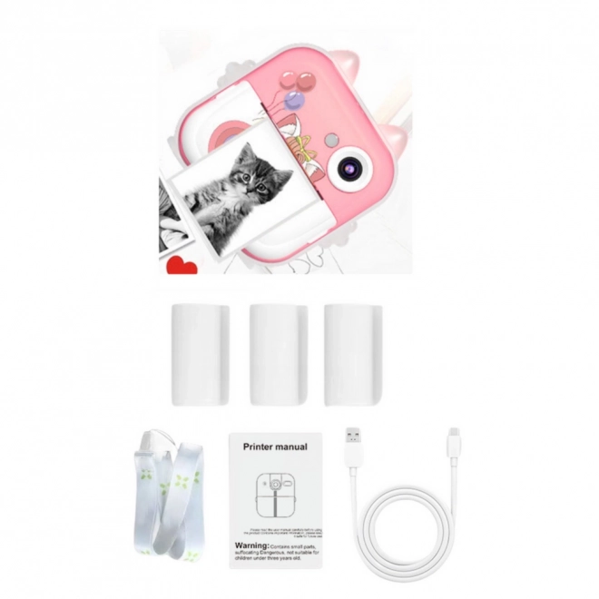 Sofortbildkamera mit Thermodrucker Katze Rosa