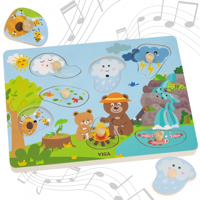 Houten puzzel GELUIDEN VAN DE NATUUR van VIGA