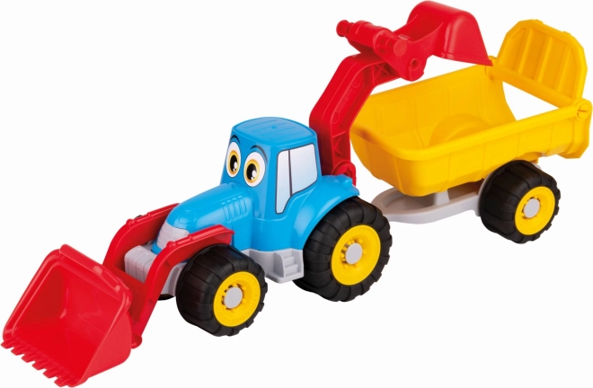 Androni Vrolijke tractor met aanhanger - 55 cm