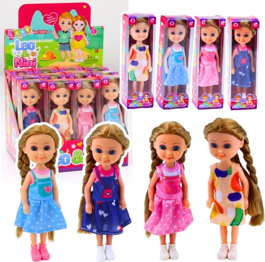 Mini poupée aux longs cheveux en robe 15 cm