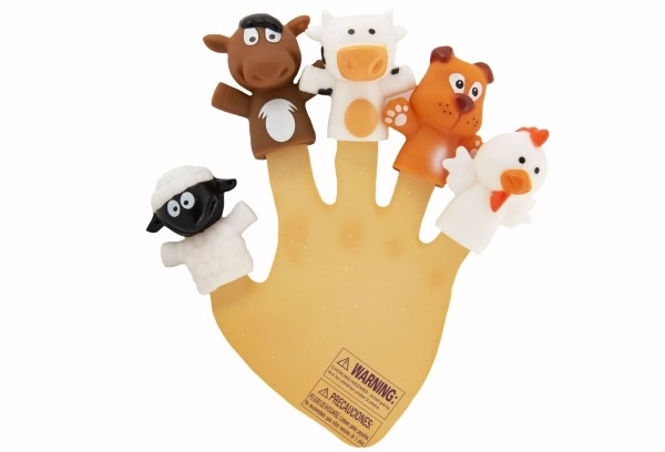 Vingervriendelijk dieren figuurtje boerderij rubber 5cm op kaart 16x20,5cm