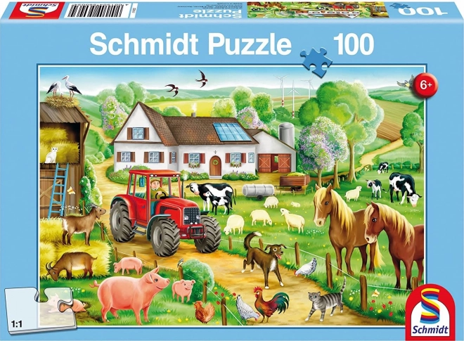 SCHMIDT Puzzel Op de boerderij 100 stukken