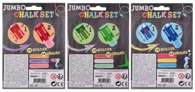 Stoepkrijt Jumbo + houder 3 stuks