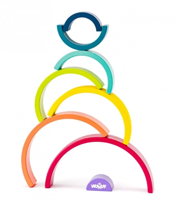 Houten blokken - balanceren van een regenboog
