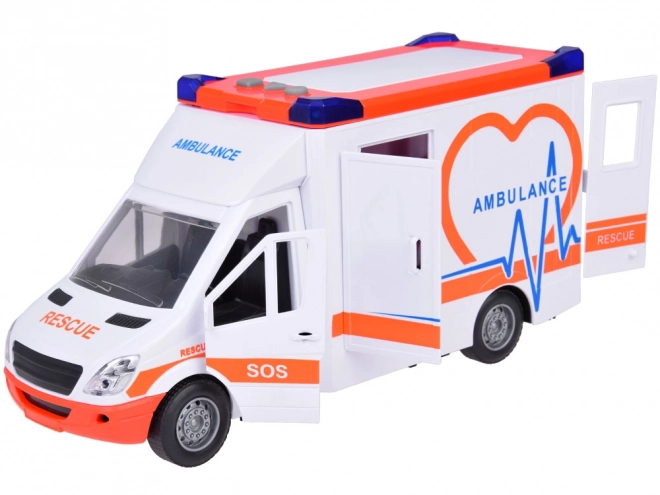 Interactieve ambulance met klapdeuren en licht- en geluidseffecten