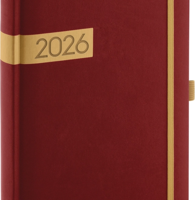 Daily Diary 2026 Burgundy-Gold 15 x 21 cm