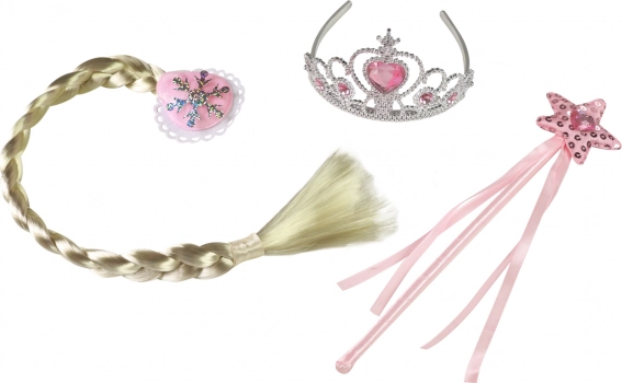 Pink Princess Set with Braid (tiara, wand, braid)