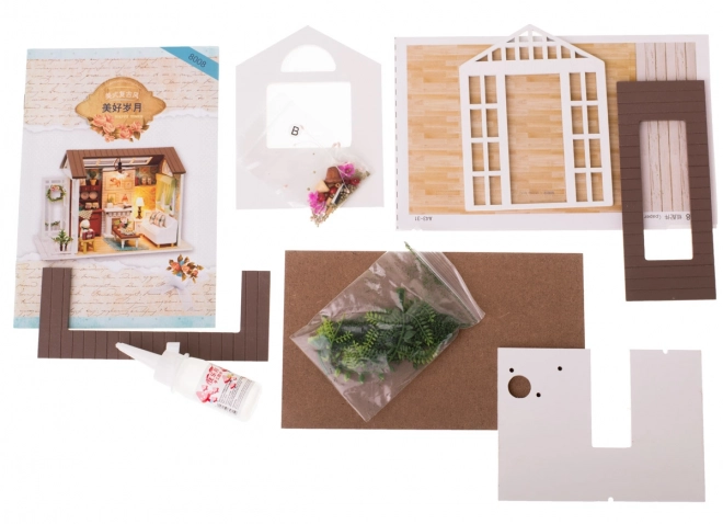 Houten poppenhuis - woonkamer model met LED