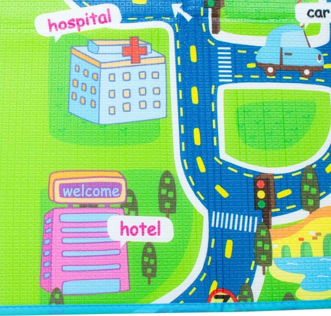 Opvouwbare kinder speelmat met straatmotief 160 x 130 cm