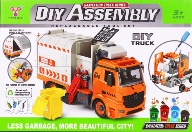 Interactieve vuilniswagen voor kinderen 3+ Leert over ecologie + 4 containers + afvalkaart