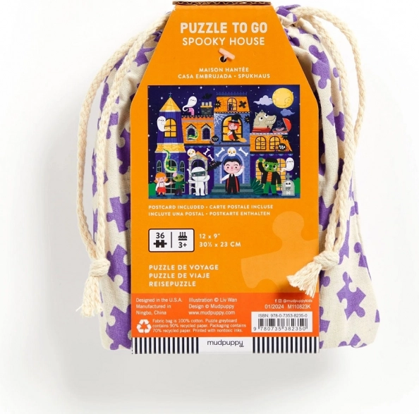 Puzzle Maison Hantée de Mudpuppy dans un sac en tissu