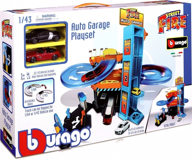 Bburago downhill autogarage met afdaling en lift 1:43