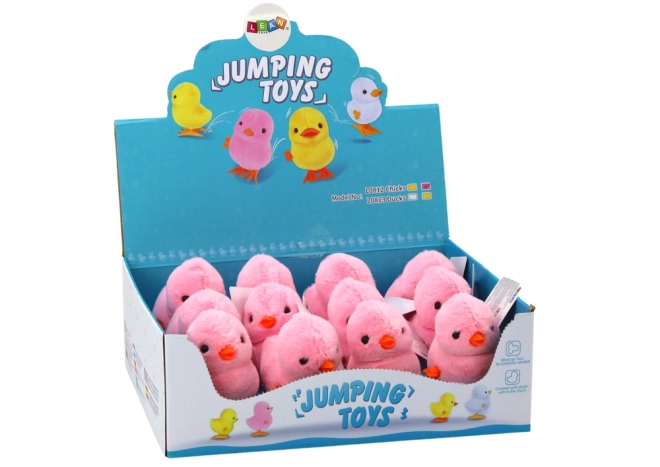 Wind-up Jumping Plush Chicken Toy Pink