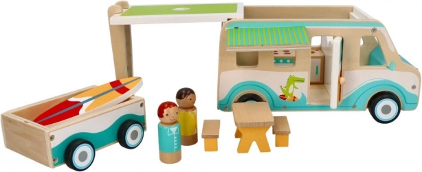 Wooden Caravan with Trailer and Accessories