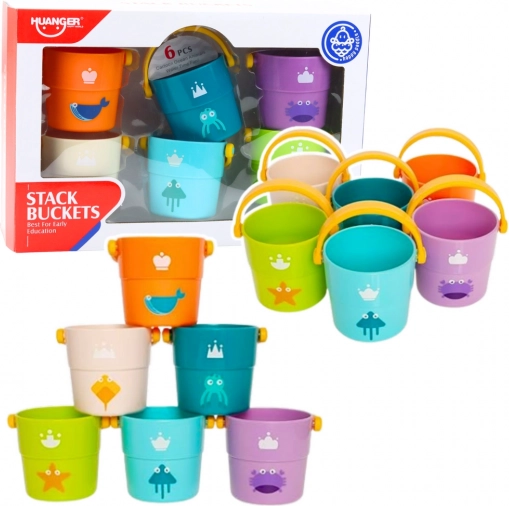 Set bunter Eimer zum Spielen für Kinder