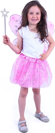 Kinder feeënkostuum met roze tutu-rok en vleugels