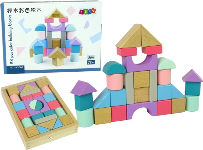 Wooden Pastel Blocks 28 pcs Castle