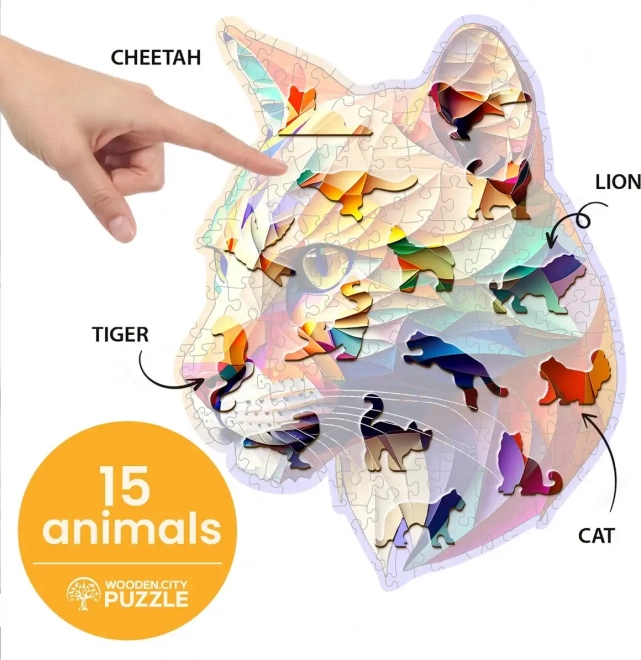 WOODEN CITY Puzzle en bois Puma colorée 150 pièces ÉCO