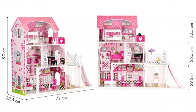 Holzpuppenhaus mit Rutsche