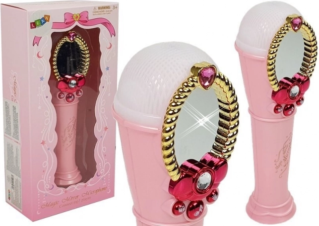 Magisches rosa Mikrofon mit Spiegel und Lichtern, USB