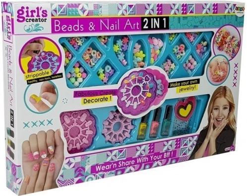 Perles colorées et motifs pour ongles