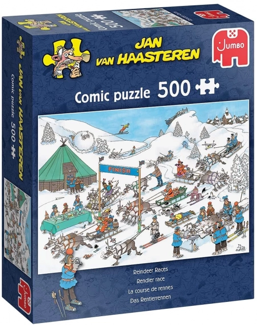 Reindeer Sleigh Race Puzzle 500 Pieces by Jan van Haasteren