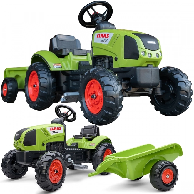 Tracteur Claas Arion 410 à pédales avec remorque vert