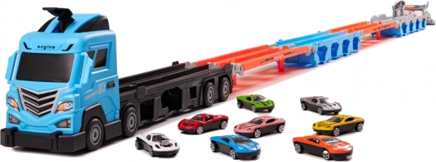 Vrachtwagen met takelwagen en racebaan van 210 cm, set van 8 stuks