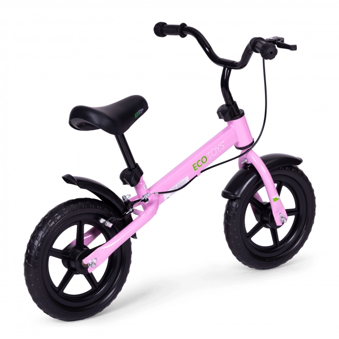 Ecotoys Vélo d'équilibre enfant avec frein roues EVA rose