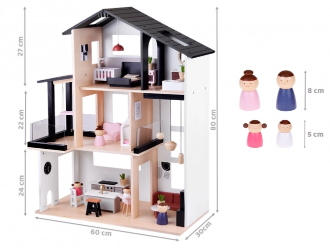 Houten poppenhuis in loftstijl
