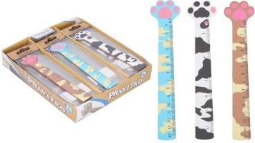 Règle en bois avec motif patte de chat 13 cm
