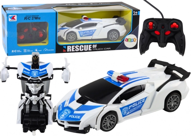 RC-politieauto 2-in-1 die transformeert in een robot met licht en geluid