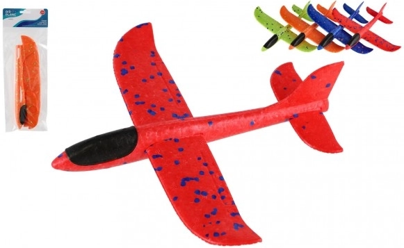 Gooi-vliegtuigje van polystyreen 22 cm, 4 kleuren, in zakje