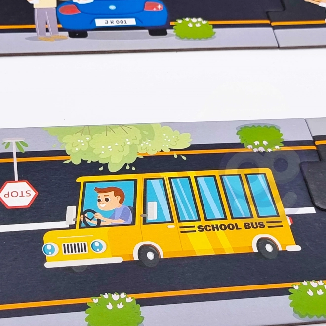 Woopie Green puzzle urbain pour enfants - Circuit automobile