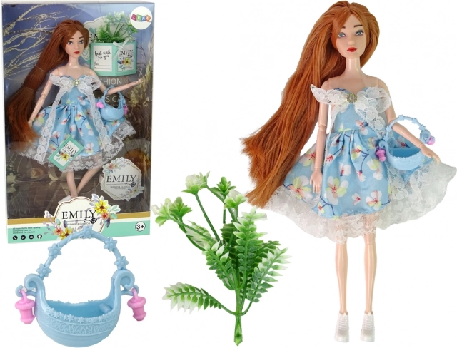Puppe Emily Frühling – rote Haare, Blumen-Kleid